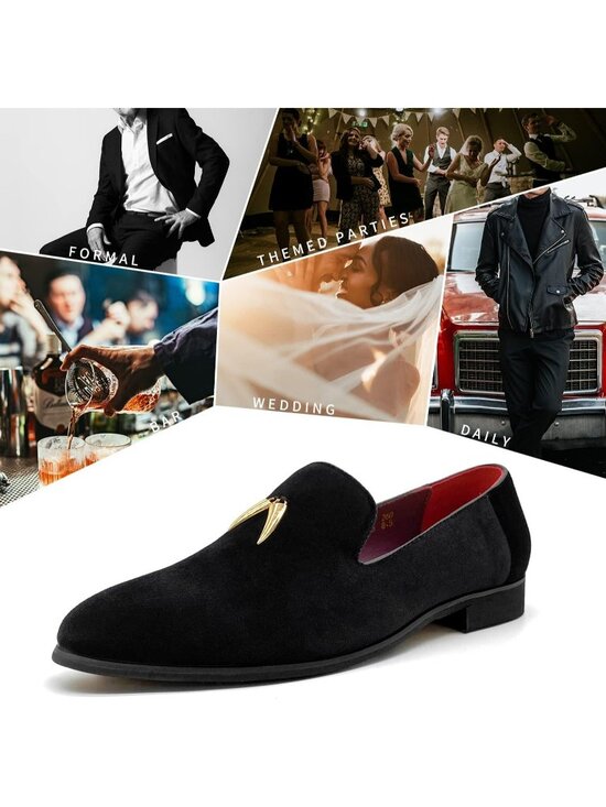 Men\'s Black Velvet Penny Loafer Slip On Comfortable Tuxedo Party Classic Shoes main image 6